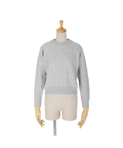 F i.n.t（フィント）の「ダイヤ編みプチリボンニットプルオーバー/F i.n.t（ニット/セーター・レディース・その他）」の2枚目の写真