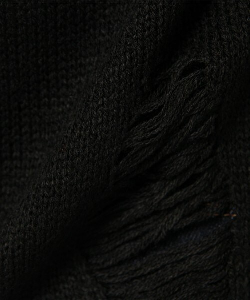 CASPER JOHN AIVER（キャスパージョンアイバー）の「CASPER JOHN AIVER　ダメージビッグニット（ニット/セーター・メンズ・ホワイト×ブラック/ブラック/ブラック×レッド・MEDIUM/LARGE）」の7枚目の写真