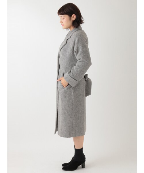 w closet（ダブルクローゼット）の「ウールベルト付ガウンコート（ジャケット/アウター・レディース・キナリ/キャメル/グレー・FREE）」の5枚目の写真