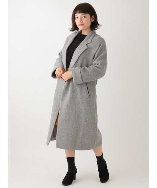 w closet（ダブルクローゼット）の「ウールベルト付ガウンコート（ジャケット/アウター・レディース・キナリ/キャメル/グレー・FREE）」の4枚目の写真