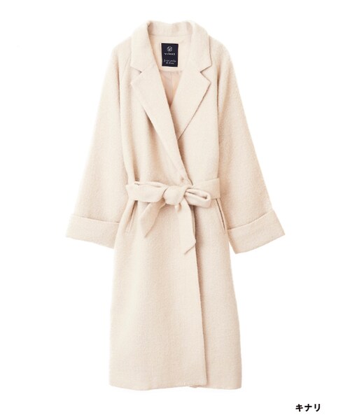 w closet（ダブルクローゼット）の「ウールベルト付ガウンコート（ジャケット/アウター・レディース・キナリ/キャメル/グレー・FREE）」の3枚目の写真
