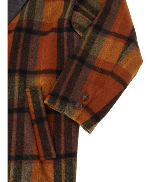 w closet（ダブルクローゼット）の「起毛チェック柄オープンカラーコート（ジャケット/アウター・レディース・レッド/オレンジ・FREE）」の7枚目の写真