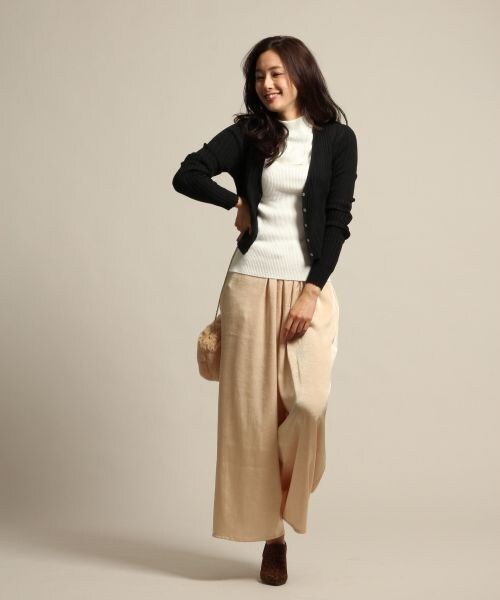 BLISS POINT（ブリスポイント）の「クラッシュサテンGスカンツ（パンツ・ナチュラル/ブラック/ライトベージュ/レオパード）」の6枚目の写真