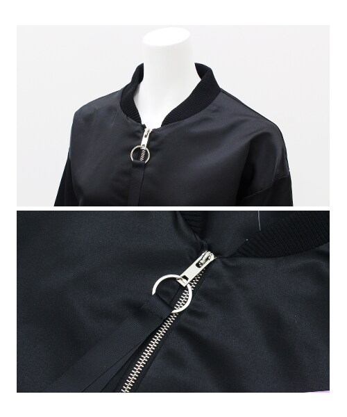 ANAP（アナップ）の「BIGシルエットMA-1ジャケット（ジャケット/アウター・レディース・カーキ/ブラック/ワイン・one size）」の14枚目の写真