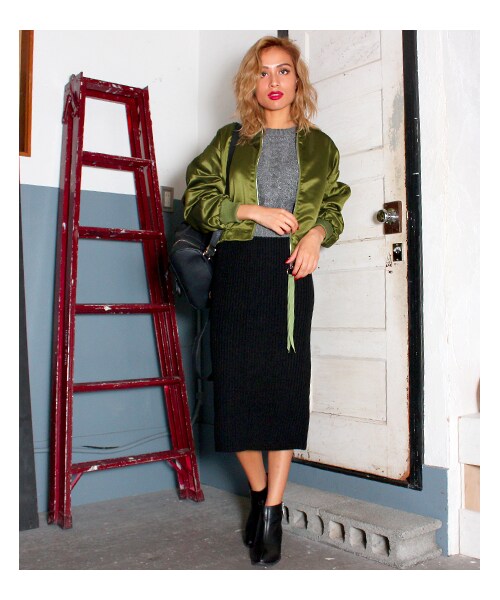 ANAP（アナップ）の「BIGシルエットMA-1ジャケット（ジャケット/アウター・レディース・カーキ/ブラック/ワイン・one size）」の7枚目の写真