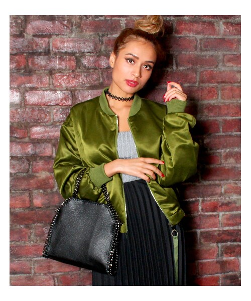 ANAP（アナップ）の「BIGシルエットMA-1ジャケット（ジャケット/アウター・レディース・カーキ/ブラック/ワイン・one size）」の6枚目の写真