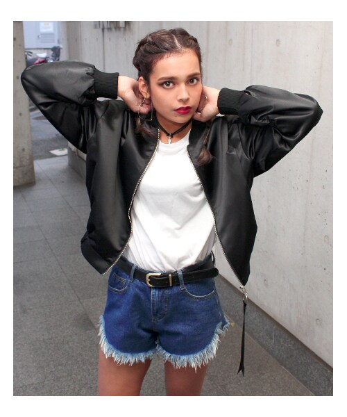 ANAP（アナップ）の「BIGシルエットMA-1ジャケット（ジャケット/アウター・レディース・カーキ/ブラック/ワイン・one size）」の11枚目の写真