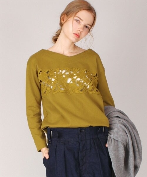 RNA-N(アールエヌエーエヌ)の「レースコンビワイドプルオーバー(トップス・レディース・ブラック/アイボリー/マスタード・M)」の9枚目の写真