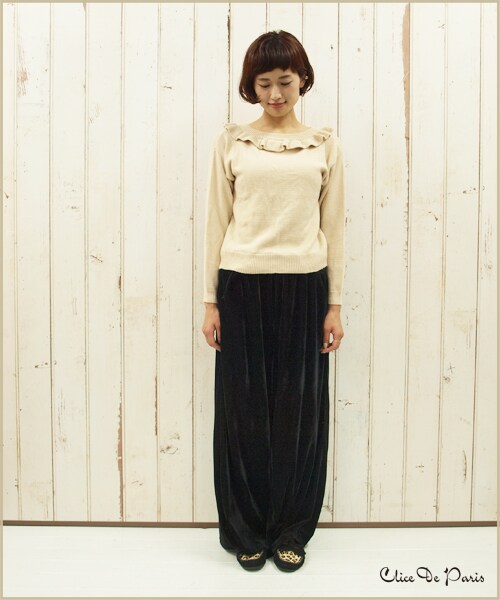 paravion（パラビオン）の「ベロアワイドパンツ（パンツ・レディース・ブラック/グレー/ピンク・ワンサイズ）」の8枚目の写真