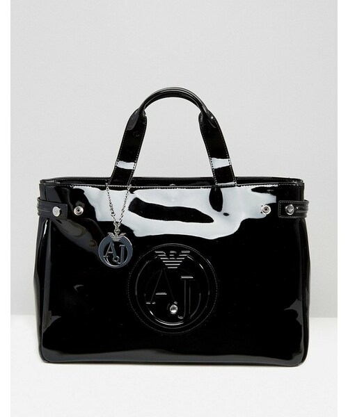 ARMANI JEANS(アルマーニジーンズ)の「Armani Jeans Patent Tote Bag(トートバッグ・レディース・Black・One Size)」の1枚目の写真