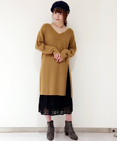 archives（アルシーヴ）の「【限定予約】スリットニットワンピース（ワンピース・レディース・アイボリー/グレー/モカ/サックスブルー/イエロー・MEDIUM）」の13枚目の写真