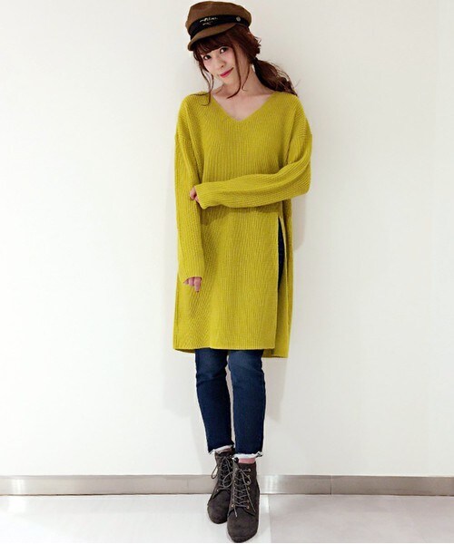 archives（アルシーヴ）の「【限定予約】スリットニットワンピース（ワンピース・レディース・アイボリー/グレー/モカ/サックスブルー/イエロー・MEDIUM）」の15枚目の写真