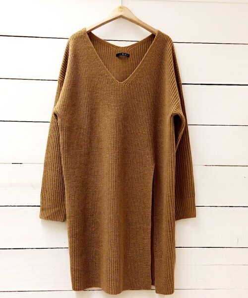 archives（アルシーヴ）の「【限定予約】スリットニットワンピース（ワンピース・レディース・アイボリー/グレー/モカ/サックスブルー/イエロー・MEDIUM）」の12枚目の写真