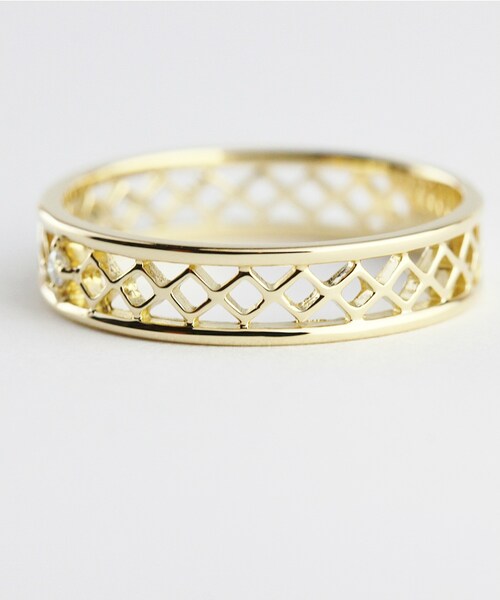 pinacoteca（ピナコテーカ）の「ピナコテーカ 698 レーシー クロス 一粒ダイヤモンド レイヤード リング ピンキーリング 0.015ct（リング・レディース・ゴールド・マイナス5号〜13号）」の5枚目の写真