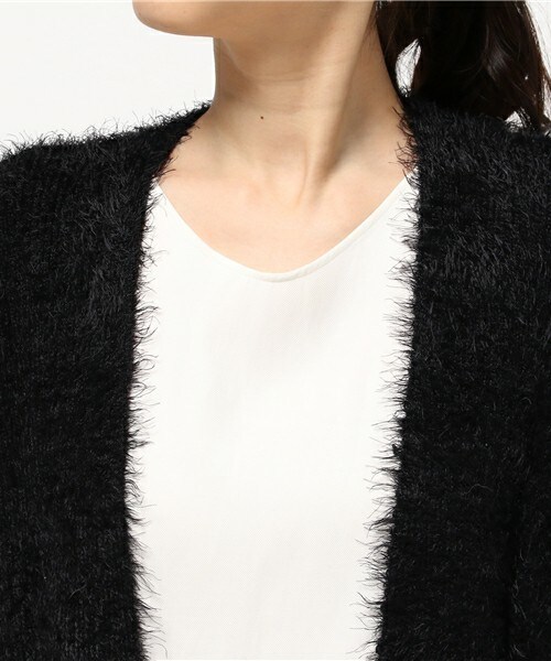 actuel（アクチュエル）の「シャギーニットカーディガン（カーディガン/ボレロ・レディース・ブラック/グレー/ピンク・FREE）」の7枚目の写真