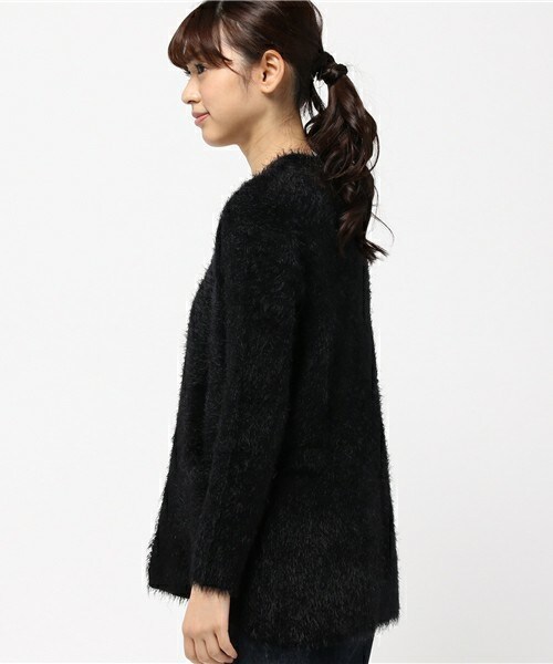 actuel（アクチュエル）の「シャギーニットカーディガン（カーディガン/ボレロ・レディース・ブラック/グレー/ピンク・FREE）」の5枚目の写真