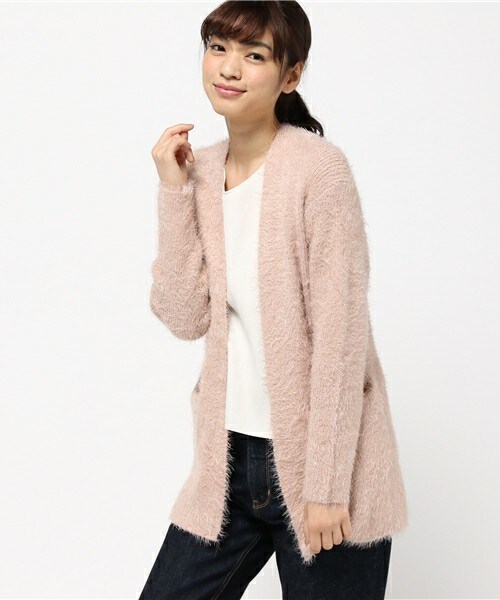 actuel（アクチュエル）の「シャギーニットカーディガン（カーディガン/ボレロ・レディース・ブラック/グレー/ピンク・FREE）」の3枚目の写真