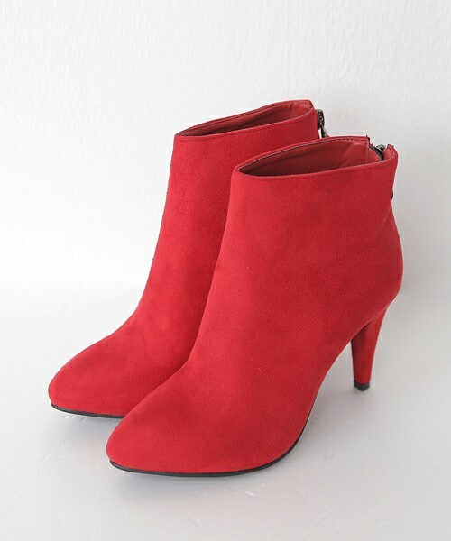 DHOLIC（ディーホリック）の「スエードライクヒールアンクルブーツ（ブーツ・レディース・ダークベージュ/ブラック/ディープグレー/レッド・225/230/235/240/245/250）」の4枚目の写真