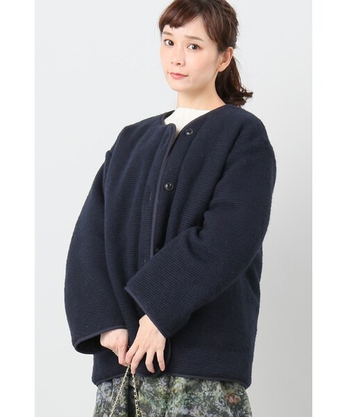 SLOBE IENA（スローブイエナ）の「リバーシブルブルゾン（ジャケット/アウター・ベージュ/ネイビー B・フリー）」の2枚目の写真