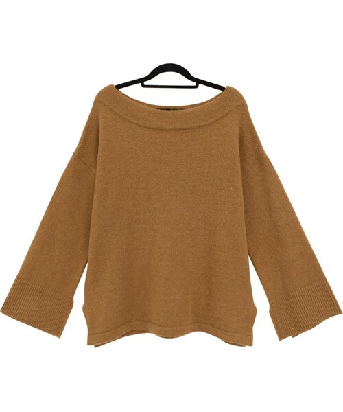 Dailyabout(デイリーアバウト)の「ワイドスリーブボートネックオーバーフィットニット(P0000VWD)(ニット/セーター・レディース・マスタード・FREE)」の1枚目の写真