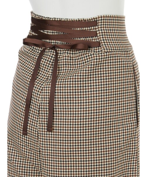 dazzlin（ダズリン）の「【sw】バックレースアップチェック柄ワイドパンツ（パンツ・レディース・ブラック/ブラウン・S/M）」の7枚目の写真