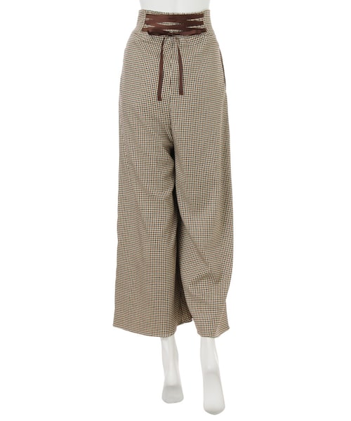 dazzlin（ダズリン）の「【sw】バックレースアップチェック柄ワイドパンツ（パンツ・レディース・ブラック/ブラウン・S/M）」の5枚目の写真