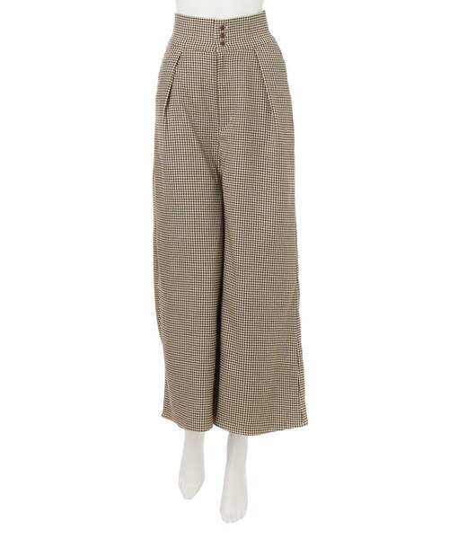 dazzlin（ダズリン）の「【sw】バックレースアップチェック柄ワイドパンツ（パンツ・レディース・ブラック/ブラウン・S/M）」の3枚目の写真