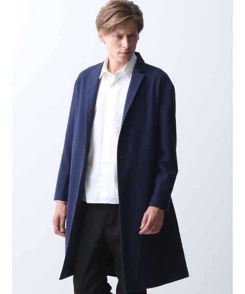 ABAHOUSE（アバハウス）の「ウールワッシャーベルテッドコート（チェスターコート・メンズ・ブラック/オレンジ/ネイビー・46/48）」の2枚目の写真