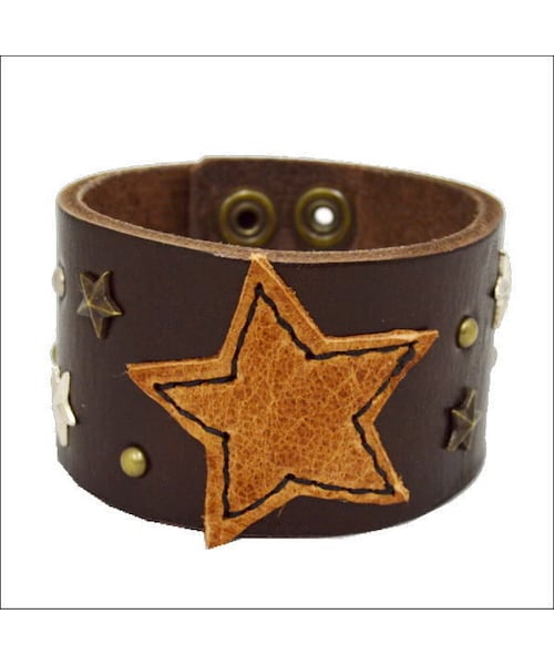 Handmade（ハンドメイド）の「革 牛革 本革 レザー ブレス 星型