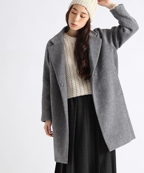 studio CLIP(スタディオクリップ)の「シャギーチェスターコート(ジャケット/アウター・グレー/キャメル/ネイビー)」の1枚目の写真