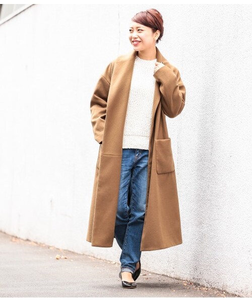 LE JUN（ルジュン）の「フェイクウールガウンコート（ジャケット/アウター・チャコール/キャメル/ネイビー・S/M/L）」の3枚目の写真