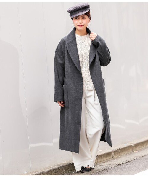 LE JUN（ルジュン）の「フェイクウールガウンコート（ジャケット/アウター・チャコール/キャメル/ネイビー・S/M/L）」の2枚目の写真