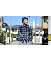 nisica | 【ラスト1枚！】nisica B.D SHIRT NEL CHECK NVY×RED ニシカ ボタンダウンシャツ ネルチェック  ネイビー×レッド(シャツ/ブラウス)