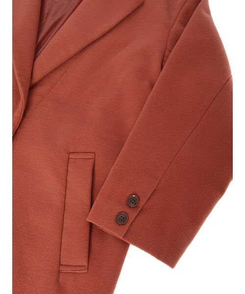 w closet（ダブルクローゼット）の「フェイクウールノーカラーコート（ジャケット/アウター・レディース・レンガ/キャメル/グレー/ネイビー・FREE）」の9枚目の写真