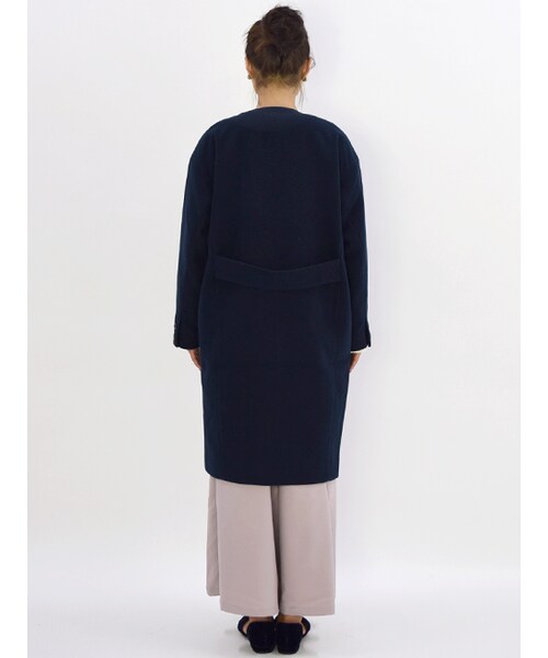 w closet（ダブルクローゼット）の「フェイクウールノーカラーコート（ジャケット/アウター・レディース・レンガ/キャメル/グレー/ネイビー・FREE）」の7枚目の写真