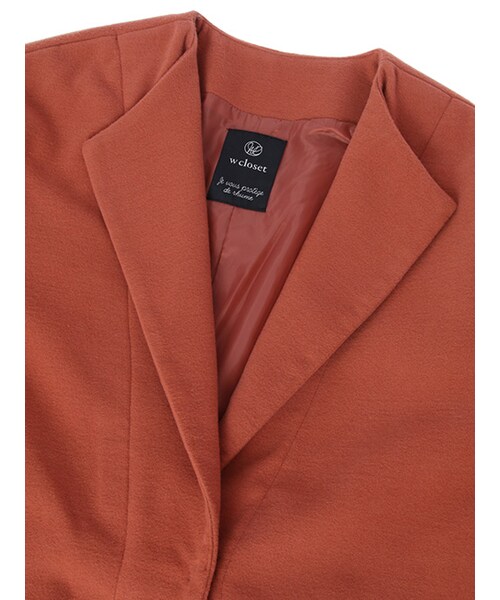w closet（ダブルクローゼット）の「フェイクウールノーカラーコート（ジャケット/アウター・レディース・レンガ/キャメル/グレー/ネイビー・FREE）」の8枚目の写真