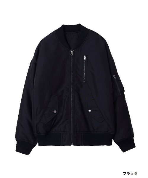 w closet(ダブルクローゼット)の「中綿入りリバーシブルMA-1(ジャケット/アウター・レディース・カーキ/ブラック・FREE)」の1枚目の写真