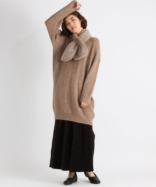 studio CLIP(スタディオクリップ)の「5ゲージ畦Vネックメランジチュニック(ワンピース/ドレス・グレー/ブラック/ベージュ)」の6枚目の写真