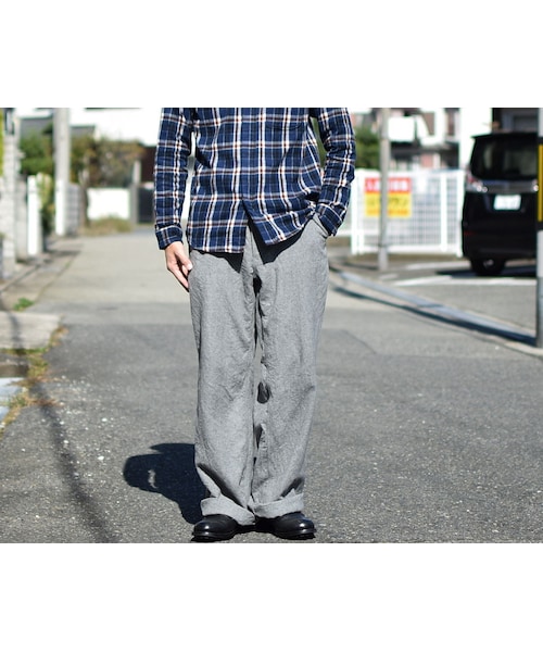 nisica（ニシカ）の「【ラスト1本！】nisica mokusiro by nisica WOOL WIDE PANTS L･GRY ニシカモクシロbyニシカ  ウールワイドパンツ ライト杢グレー（その他パンツ・メンズ・その他）」の2枚目の写真