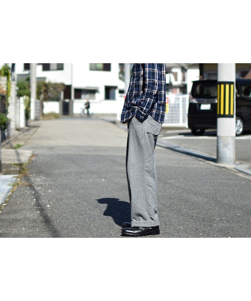 nisica（ニシカ）の「【ラスト1本！】nisica mokusiro by nisica WOOL WIDE PANTS L･GRY ニシカモクシロbyニシカ  ウールワイドパンツ ライト杢グレー（その他パンツ・メンズ・その他）」の4枚目の写真