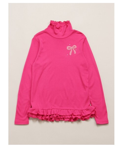 HAKKA KIDS(ハッカキッズ)の「リボン刺繍タートル長袖Tシャツ(トップス・レディース・オフホワイト/ピンク/ブラック・130/140/150)」の3枚目の写真