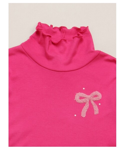 HAKKA KIDS(ハッカキッズ)の「リボン刺繍タートル長袖Tシャツ(トップス・レディース・オフホワイト/ピンク/ブラック・130/140/150)」の6枚目の写真
