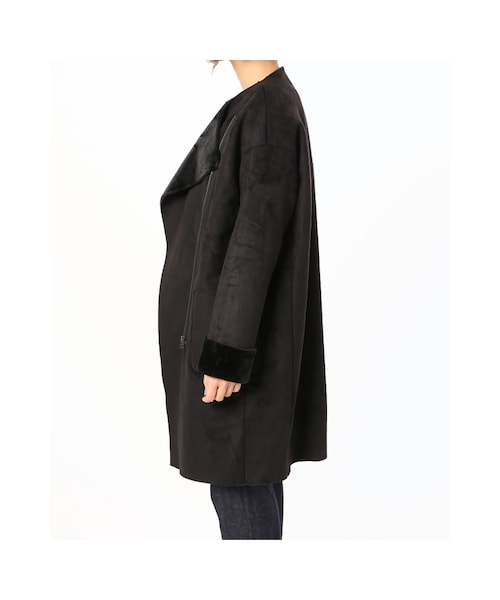 JOURNAL STANDARD（ジャーナルスタンダード）の「《予約》フェイクムートンノーカラーコート◆（ジャケット/アウター・ブラック/ベージュ/カーキ・S/M）」の15枚目の写真