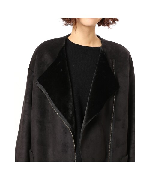 JOURNAL STANDARD（ジャーナルスタンダード）の「《予約》フェイクムートンノーカラーコート◆（ジャケット/アウター・ブラック/ベージュ/カーキ・S/M）」の17枚目の写真