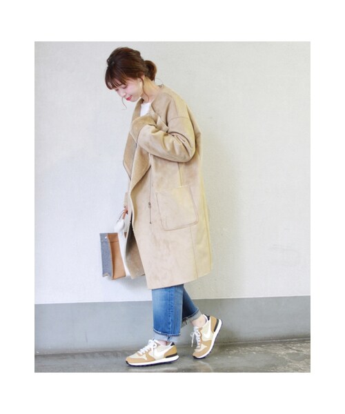 JOURNAL STANDARD（ジャーナルスタンダード）の「《予約》フェイクムートンノーカラーコート◆（ジャケット/アウター・ブラック/ベージュ/カーキ・S/M）」の11枚目の写真