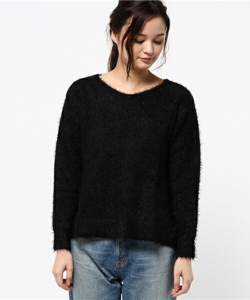 actuel（アクチュエル）の「シャギーサイドスリットP/O（ニット/セーター・レディース・オフホワイト/ブラック/ライトグレー/ピンク・FREE）」の5枚目の写真