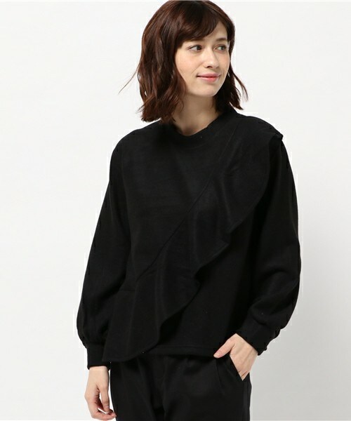 archives（アルシーヴ）の「起毛ニットソーラッフルフリルプルオーバー（Tシャツ/カットソー・レディース・オフホワイト/ブラック/イエロー・MEDIUM）」の3枚目の写真