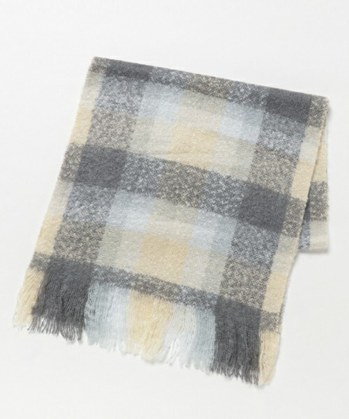 archives（アルシーヴ）の「ナチュラルカラーふわもこチェックストール（ストール/ショール・レディース・ブルー/ピンク・MEDIUM）」の2枚目の写真