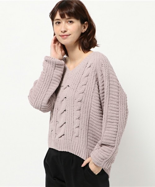 archives（アルシーヴ）の「モールヤーンケーブルニットプルオーバー（ニット/セーター・レディース・オフホワイト/サックスブルー/ピンク・MEDIUM）」の3枚目の写真