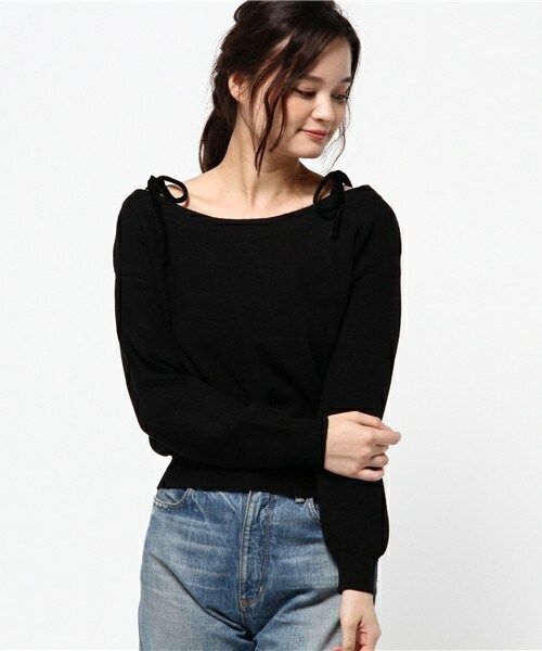 archives（アルシーヴ）の「ニット肩紐プルオーバー（ニット/セーター・レディース・オフホワイト/ブラック/ピンク・MEDIUM）」の3枚目の写真